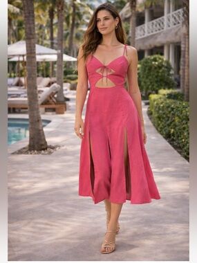 NWT cult gaia Liv tie-front cutout midi dress in Sangria Size XL